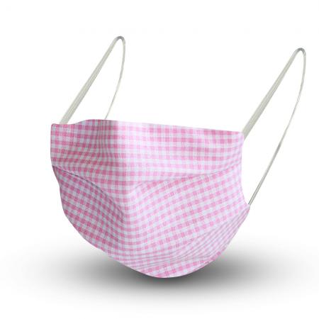 Baumwollmaske mit zertifiziertem  Innenvlies - Pepita Rosa-Weiß - 15405 + Gratiszugabe