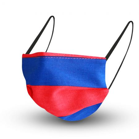 Design Maske aus Baumwolle mit zertifiziertem Innenvlies - Rot-Blau waagerecht - 15456 + Gratiszugabe