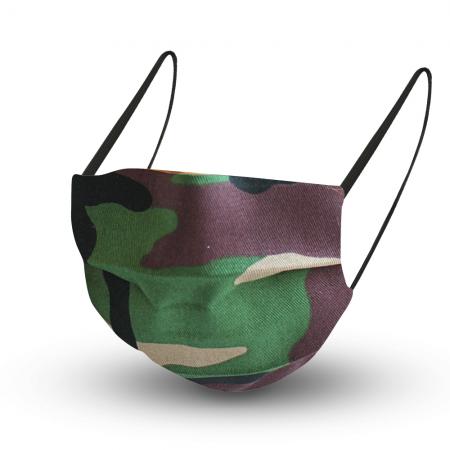 Baumwollmaske mit zertifiziertem Innenvlies - Camouflage Grün-Braun - 15459 + Gratiszugabe