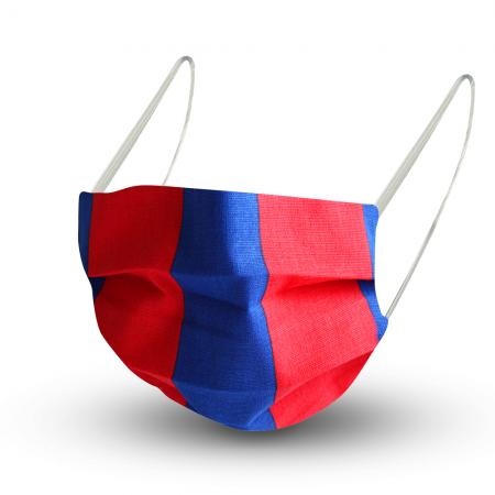 Baumwollmaske mit zertifiziertem Innenvlies - Rot-Blau senkrecht - 15469 + Gratiszugabe