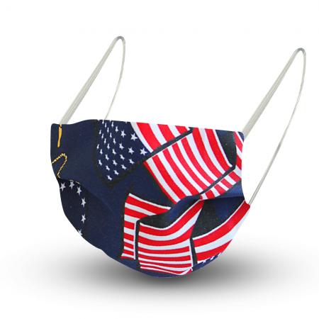Design Maske aus Baumwolle mit zertifiziertem Innenvlies - USA Amerika Flagge - 15476 + Gratiszugabe