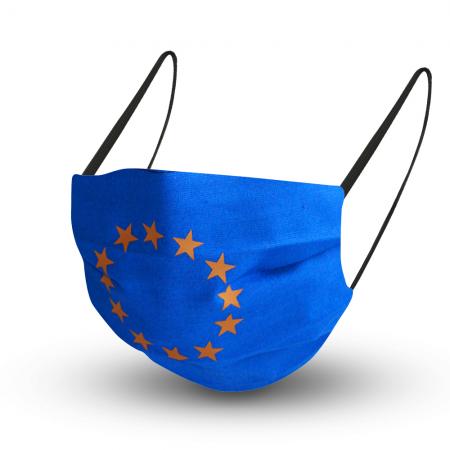 Baumwollmaske in ROYALBLAU mit zertifiziertem Innenvlies - Europa - 15525 + Gratiszugabe