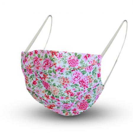 Baumwollmaske mit zertifiziertem Innenvlies - Floral Streublumen Rose - 15555 + Gratiszugabe