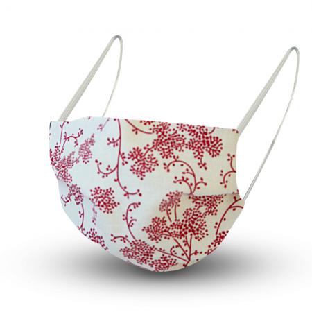 Baumwollmaske mit zertifiziertem Innenvlies - Sträucher Beige-Bordeaux 15562 + Gratiszugabe