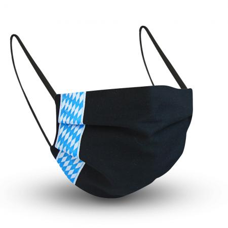 Design Maske aus Baumwolle mit zertifiziertem Innenvlies - Bayerisch Rauten Dunkelblau - 15568 + Gratiszugabe
