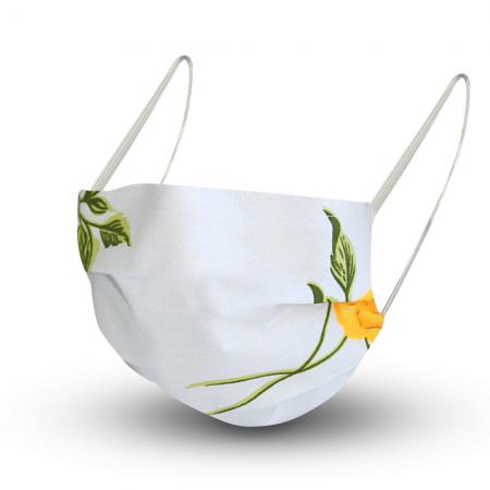 Baumwollmaske mit zertifiziertem Innenvlies - Blume Gelb Floral Blüten - 15572 + Gratiszugabe