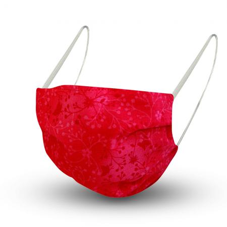 Design Maske aus Baumwolle mit zertifiziertem Innenvlies - Rot Floral Druck - 15574 + Gratiszugabe