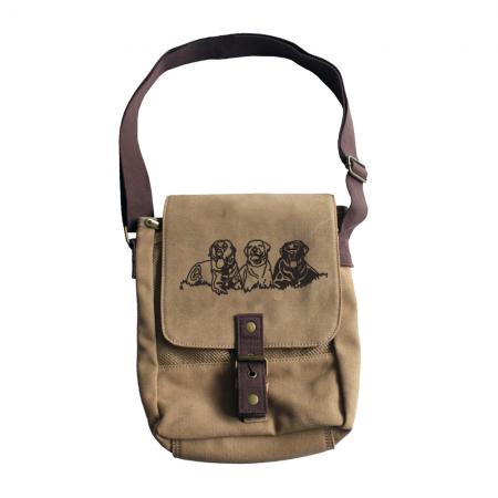 Canvas-Tasche mit Einstickung - 3 Hunde liegend - 15605