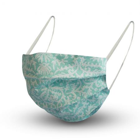 Design Maske aus Baumwolle mit zertifiziertem Innenvlies - Ornamente in Mintgrün - 15630 + Gratiszugabe