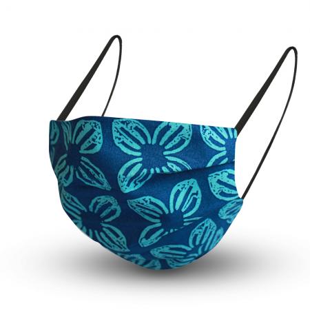Design Maske aus Baumwolle mit zertifiziertem Innenvlies - Floral Blau Retro - 15632 + Gratiszugabe