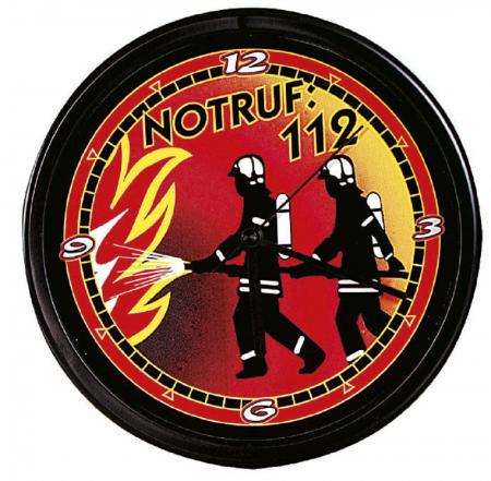 Wanduhr - Uhr - batteriebetrieben - Feuerwehr - Notruf 112 - Größe ca 25 cm - 56860
