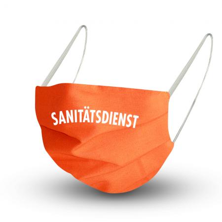 Baumwollmaske in ORANGE mit zertifizierten Innenvlies - SANITÄTSDIENST - 15818 + Gratiszugabe