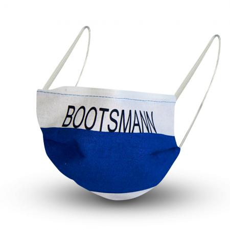 Baumwollmaske mit zertifiziertem Innenvlies - gestreift mit Aufdruck BOOTSMANN - 15838 + Gratiszugabe