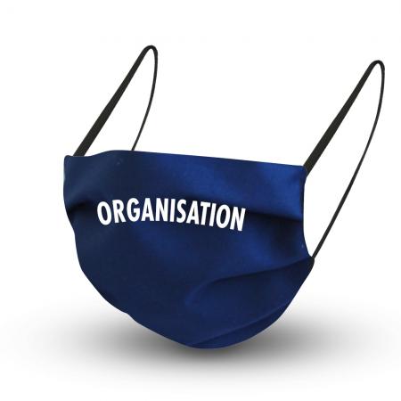 Baumwollmaske in DUNKELBLAU mit zertifizierten Innenvlies - ORGANISATION - 15857 + Gratiszugabe