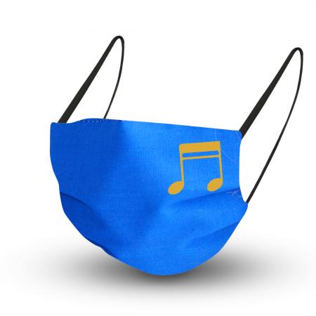 Baumwollmaske in ROYALBLAU mit zertifiziertem Innenvlies - Goldene Noten - 15941 + Gratiszugabe