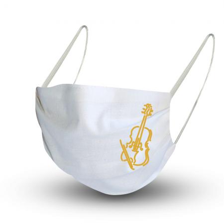 Baumwollmaske in WEISS mit zertifiziertem Innenvlies - Goldene Gitarre - 15943 + Gratiszugabe