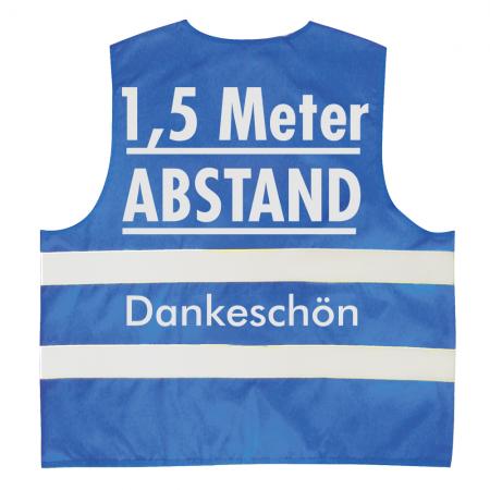 Warnweste mit Print - 1,5 Meter Abstand Dankeschön - 15951 Gr. blau / XL