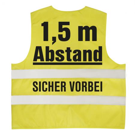 Warnweste mit Print - 1,5 Meter Abstand Sicher Vorbei - 15952 Gr. gelb / 2XL