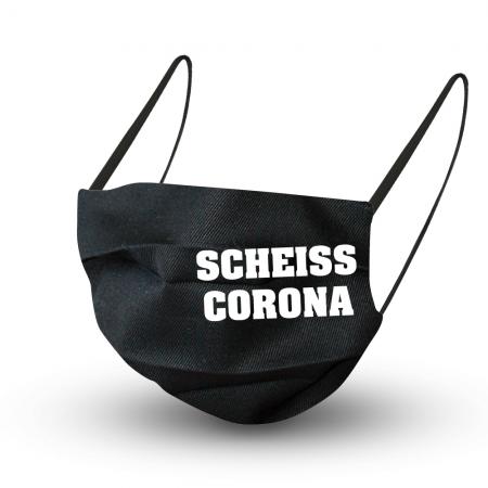 Baumwollmaske in SCHWARZ mit Innenvlies - Sch**ss Corona - 15988 + Gratiszugabe