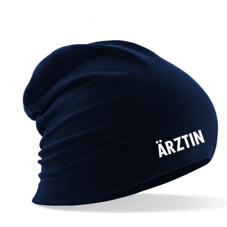 Longbeanie Slouch-Beanie Sommerbeanie mit Textildruck - ÄRZTIN - 54444-b