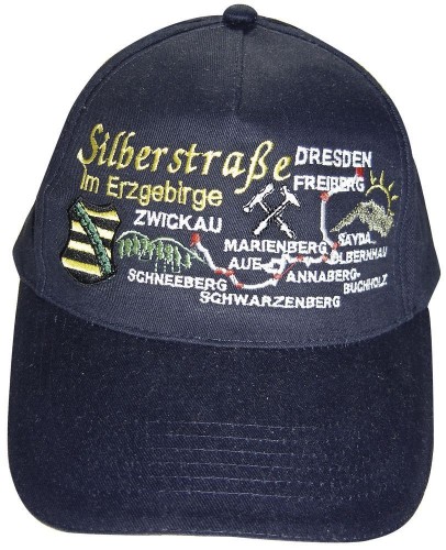 Baseballcap mit Einstickung - Silberstraße im Erzgebirge - 68867 schwarz