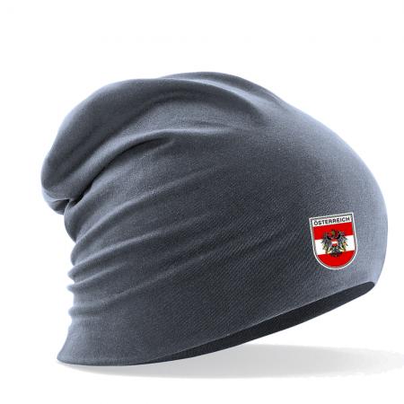 Longbeanie Slouch-Beanie Sommerbeanie mit Textildruck Wappen - ÖSTERREICH - SB55030