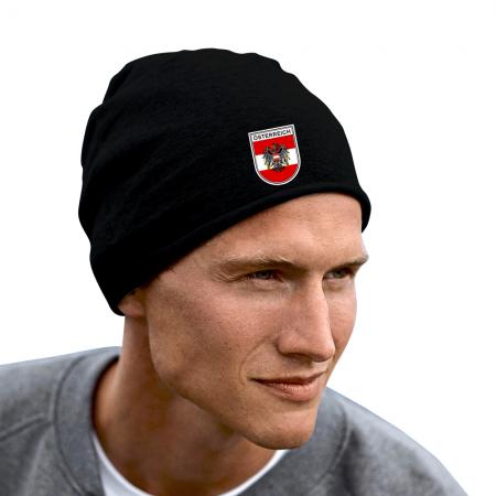 Longbeanie Slouch-Beanie Sommerbeanie mit Textildruck Wappen - ÖSTERREICH - SB55030