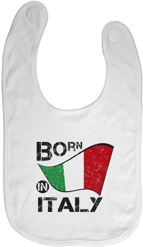 Babylätzchen mit Druckmotiv - Born in Italy - 12493 weiß