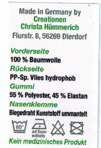 Baumwollmaske mit Innenvlies - Deutschland Schwarz-Rot-Gelb - 15689