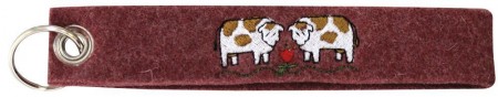 Filz-Schlüsselanhänger mit Stick Kühe Gr. ca. 17x3cm 14169 braun