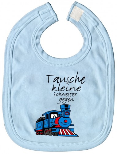 Baby-Lätzchen mit Druckmotiv  - Tausche kleine Schwester... - 07022 - hellblau