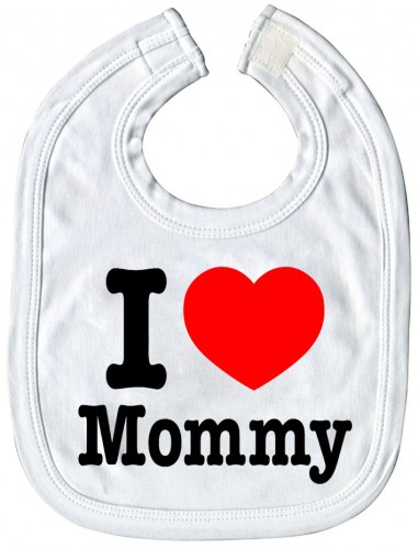 Baby-Lätzchen mit Druckmotiv  -I love Mommy - 07045 - weiss