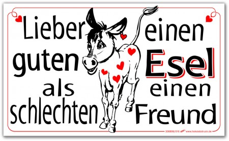 Spaßschild - Lieber einen guten Esel... - 308899 - Gr. ca. 25 x 15 cm - Tiere