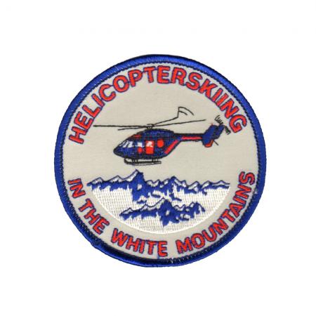 Aufnäher Helikopterskiing rund Gr. ca. 8 cm  20580