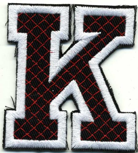 Aufnäher Patches - Buchstabe K - Gr. ca. 6cm x 4cm - 21741 schwarz-weiß