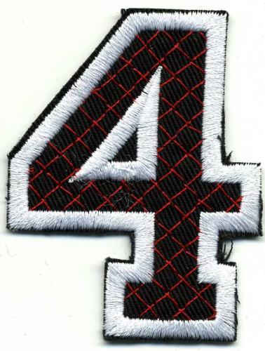 Aufnäher Patches - Zahl 4 - Gr. ca. 6cm x 4cm - 21762 schwarz-weiß