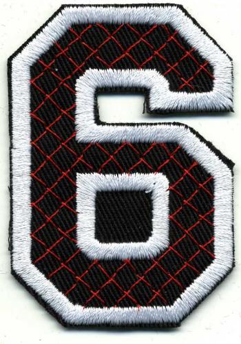 Aufnäher Patches - Zahl 6 - Gr. ca. 6cm x 4cm - 21764 schwarz-weiß