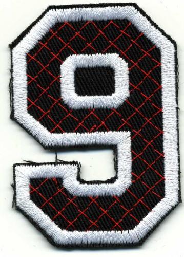 Aufnäher Patches - Zahl 9 - Gr. ca. 6cm x 4cm - 21767 schwarz-weiß