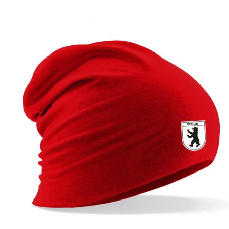 Longbeanie Slouch-Beanie Sommerbeanie mit Textildruck Wappen - BERLIN - SB55034