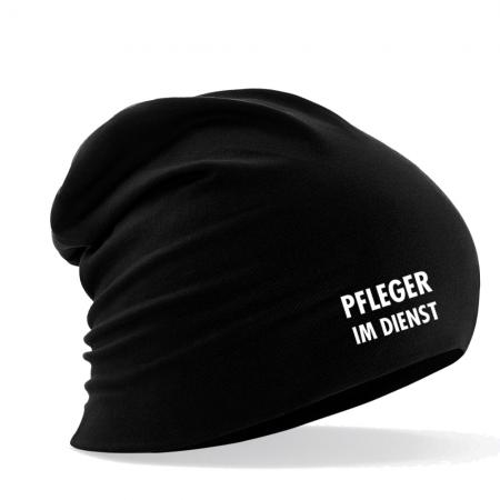 Longbeanie Slouch-Beanie Sommerbeanie mit Textildruck - PFLEGER IM DIENST - SB55005