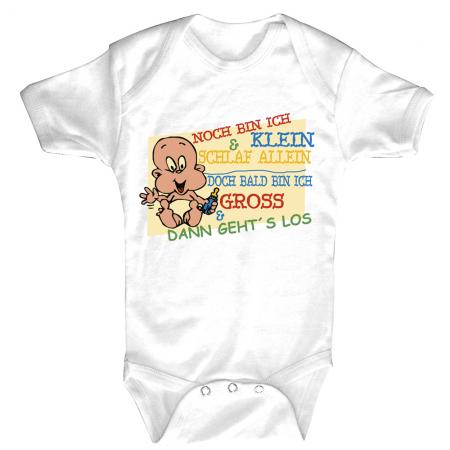 Babystrampler mit Print – Noch bin ich klein & schlaf allein... - 08305 weiß Gr. 12-18 Monate