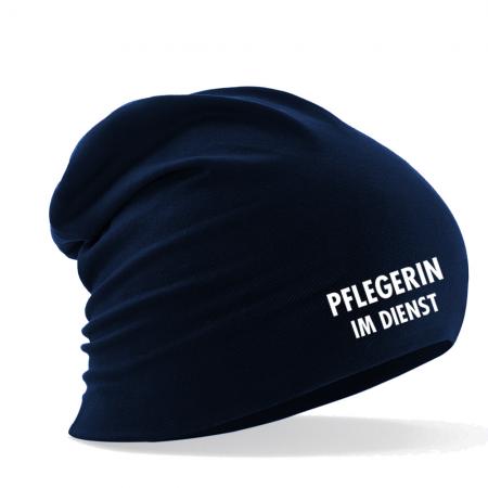Longbeanie Slouch-Beanie Sommerbeanie mit Textildruck - PFLEGERIN IM DIENST - SB55006