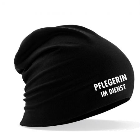 Longbeanie Slouch-Beanie Sommerbeanie mit Textildruck - PFLEGERIN IM DIENST - SB55006