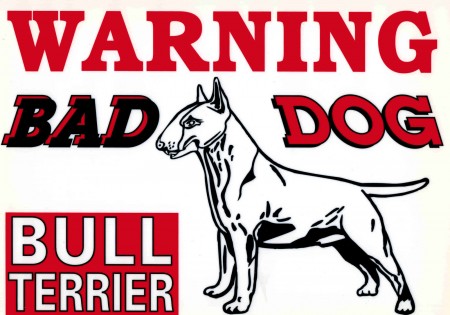Warnschild - BULL TERRIER - BAD DOG - 308578 - 30cm x 22cm