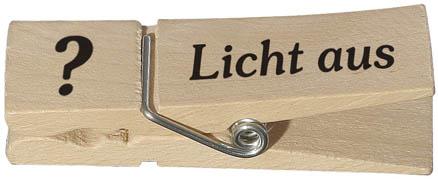 Holzklammer mit Print - Licht aus? - 23703 Gr. ca. 7cm x 2cm