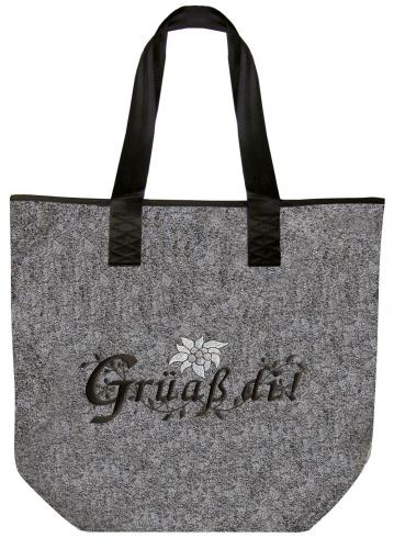 Filztasche mit Stickerei - Grüaß di - 26022 - Tasche Shopper Bag