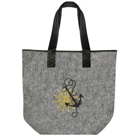 Filztasche mit Einstickung - Steuerrad Anker Maritim - 26032 Shoppertasche Gr. ca. 46,5cm x 39,5cm