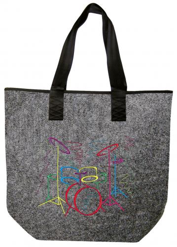 Filztasche mit Einstickung -Schlagzeug Drum - 26046 Shoppertasche Gr. ca. 46,5cm x 39,5cm