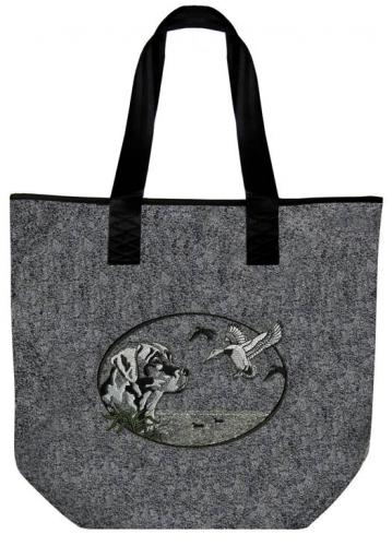 Filztasche mit Einstickung -Jagdhund mit Ente - 26047 Shoppertasche Gr. ca. 46,5cm x 39,5cm