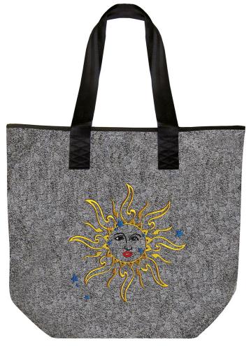 Filztasche mit Einstickung - gelbe Sonne Sun - 26073 Shoppertasche Gr. ca. 46,5cm x 39,5cm